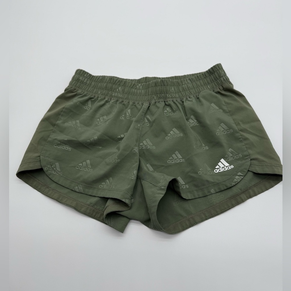 Women’s AEROREADY athletic Adidas 3-stripe Olive Green Running Shorts Sz XS